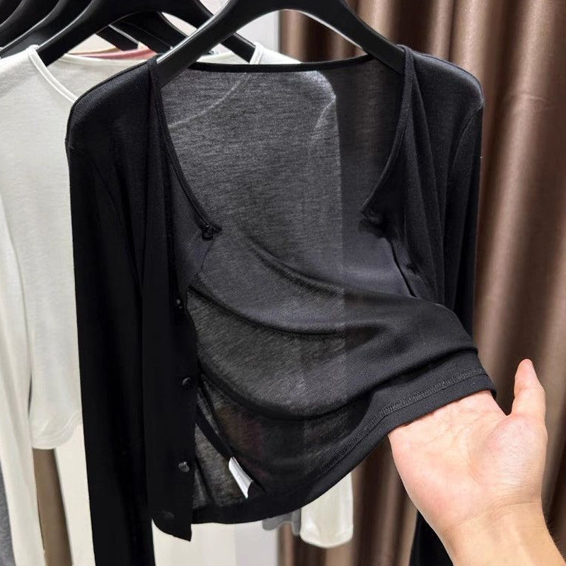 Cárdigan Corto Ligero para Mujer – Botones Frontales, Chal de Verano para Vestido