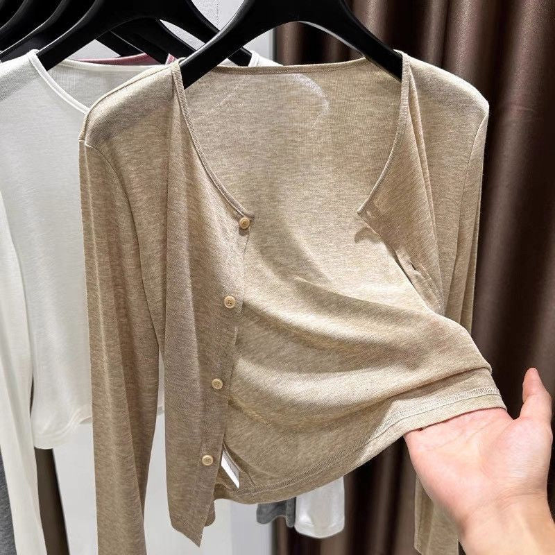 Cárdigan Corto Ligero para Mujer – Botones Frontales, Chal de Verano para Vestido