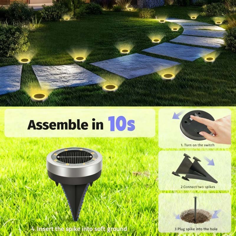 Luz Solar de Suelo para Jardín Exterior