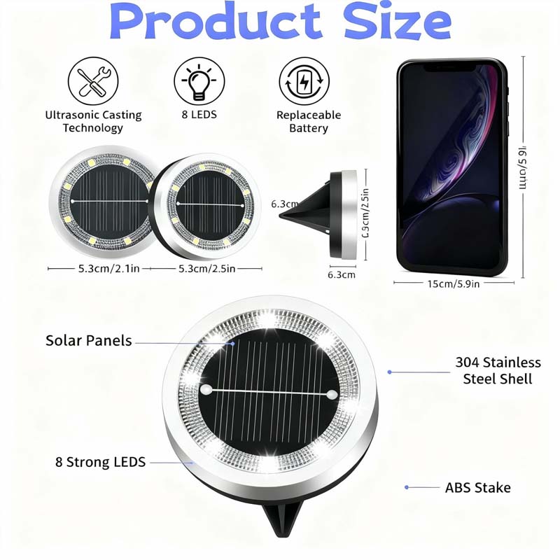 Luz Solar de Suelo para Jardín Exterior
