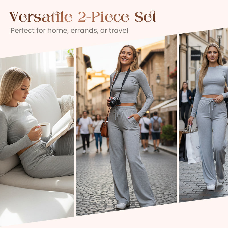 Conjunto de dos piezas de mujer: camiseta y pantalones informales