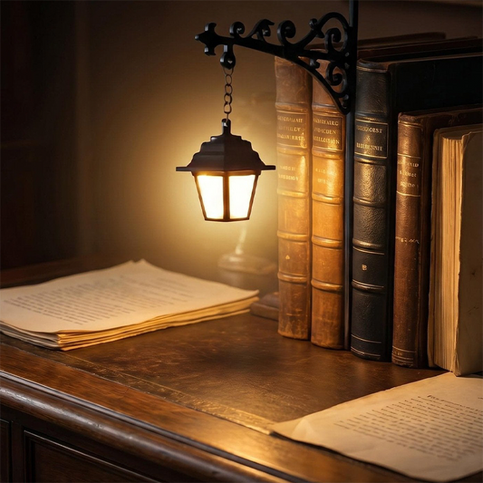 🏮📚 Sujetalibros Luminoso Vintage – Farola Retro en Miniatura que Ilumina y Decora tu Estantería ✨🌃