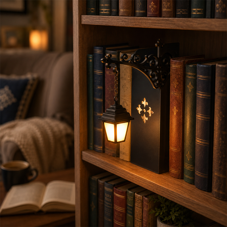 🏮📚 Sujetalibros Luminoso Vintage – Farola Retro en Miniatura que Ilumina y Decora tu Estantería ✨🌃