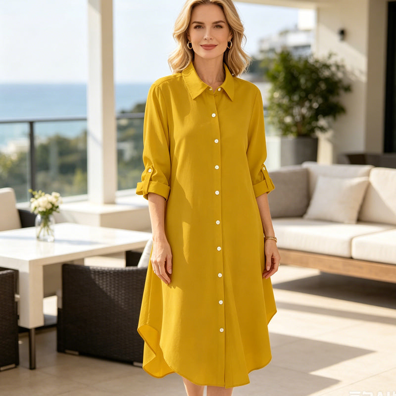 🎉 ¡50% DE DESCUENTO! 👚 Blusa Asimétrica con Botones Viral – Tejido Fluido, Perfecta para Capas ✨