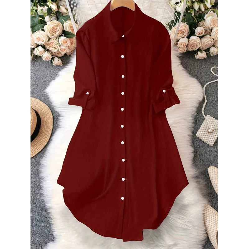 🎉 ¡50% DE DESCUENTO! 👚 Blusa Asimétrica con Botones Viral – Tejido Fluido, Perfecta para Capas ✨