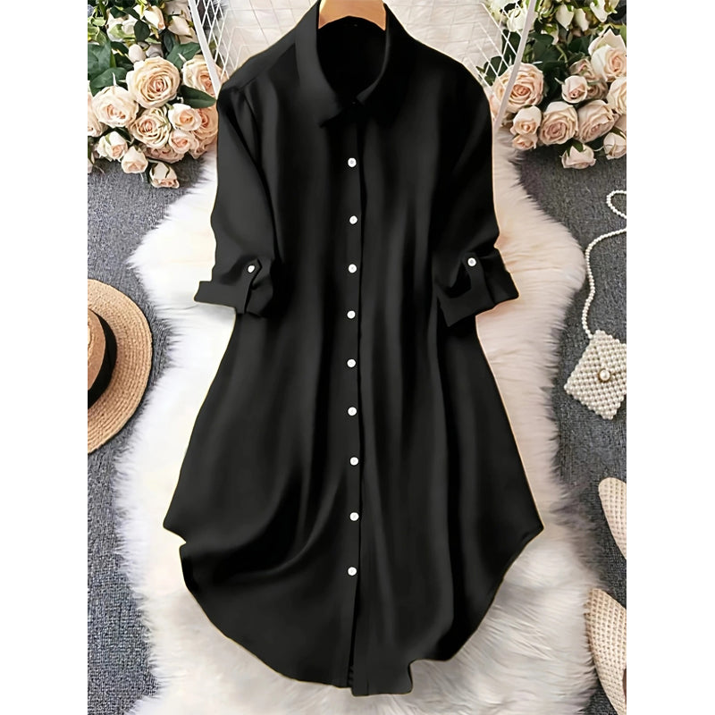 🎉 ¡50% DE DESCUENTO! 👚 Blusa Asimétrica con Botones Viral – Tejido Fluido, Perfecta para Capas ✨