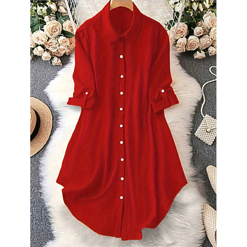 🎉 ¡50% DE DESCUENTO! 👚 Blusa Asimétrica con Botones Viral – Tejido Fluido, Perfecta para Capas ✨