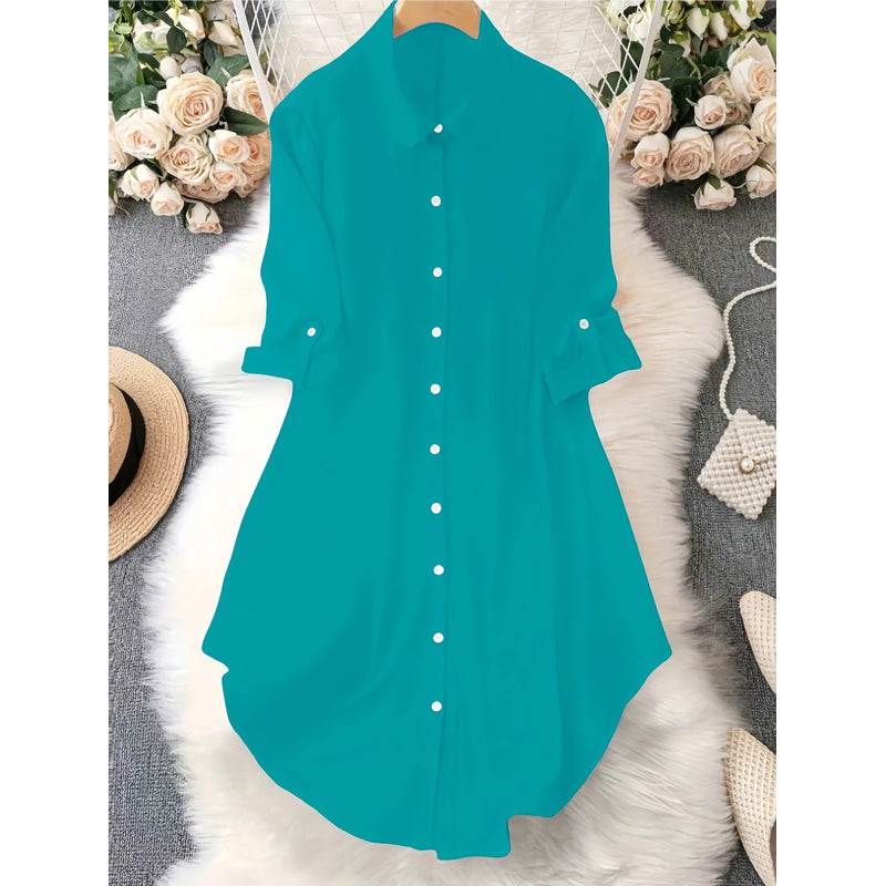 🎉 ¡50% DE DESCUENTO! 👚 Blusa Asimétrica con Botones Viral – Tejido Fluido, Perfecta para Capas ✨