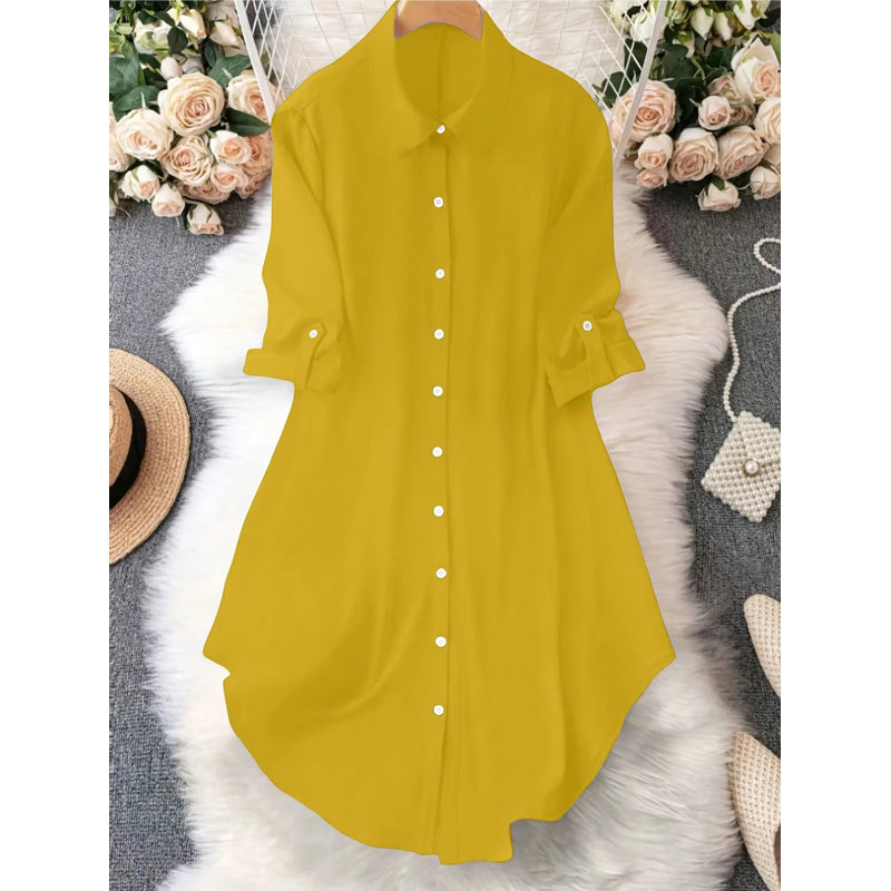 🎉 ¡50% DE DESCUENTO! 👚 Blusa Asimétrica con Botones Viral – Tejido Fluido, Perfecta para Capas ✨