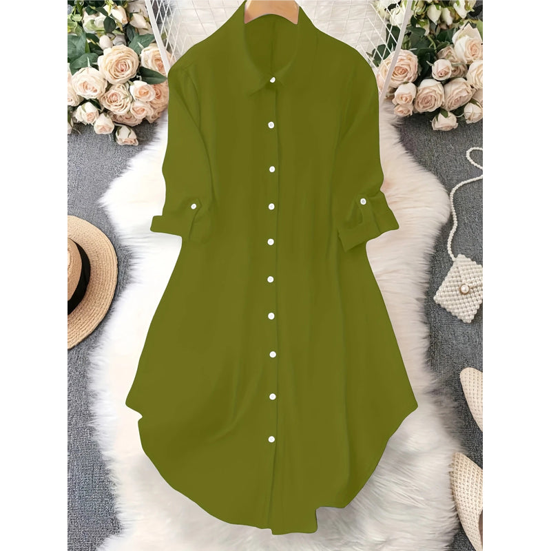 🎉 ¡50% DE DESCUENTO! 👚 Blusa Asimétrica con Botones Viral – Tejido Fluido, Perfecta para Capas ✨
