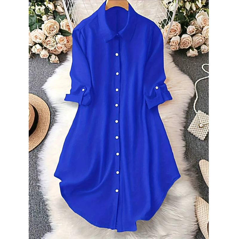 🎉 ¡50% DE DESCUENTO! 👚 Blusa Asimétrica con Botones Viral – Tejido Fluido, Perfecta para Capas ✨