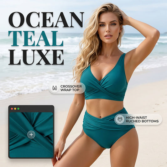 🌸 ¡50% DE DESCUENTO AHORA! 🌸 CONJUNTO DE BIKINI FRUNCIDO DE CINTURA ALTA FAVORECEDOR