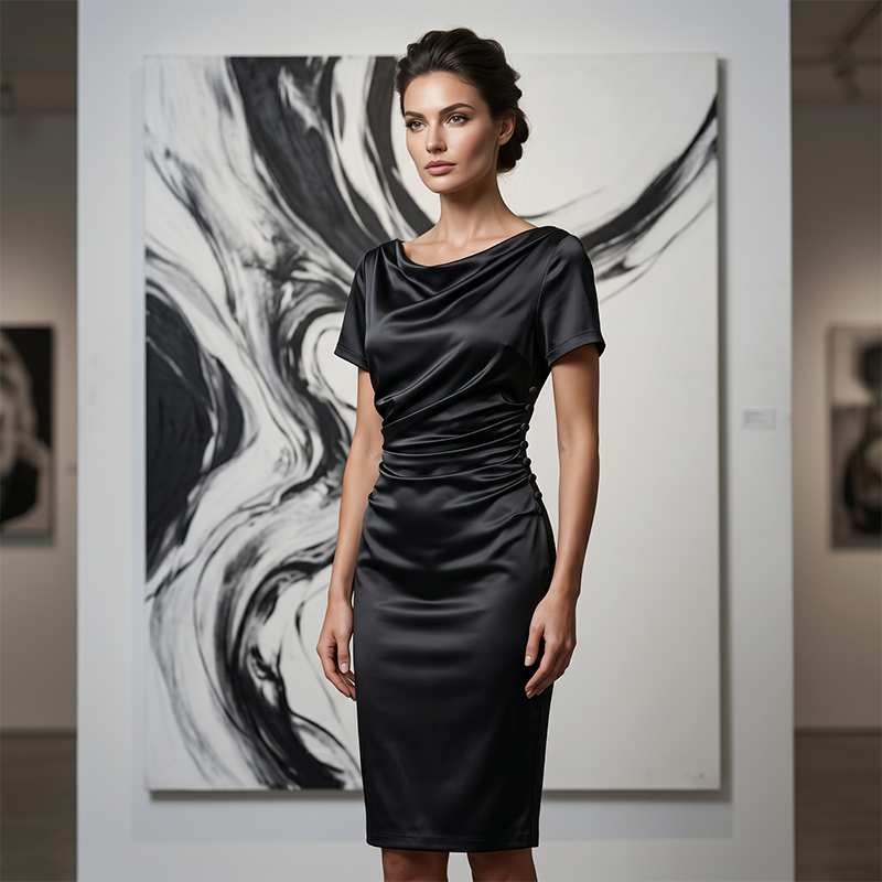 Women's Elegant Satin Ruched Bodycon Dress 💎 Slip into Silk-Kissed Confidence – Ruched to Flatter, Cut to Impress ✨