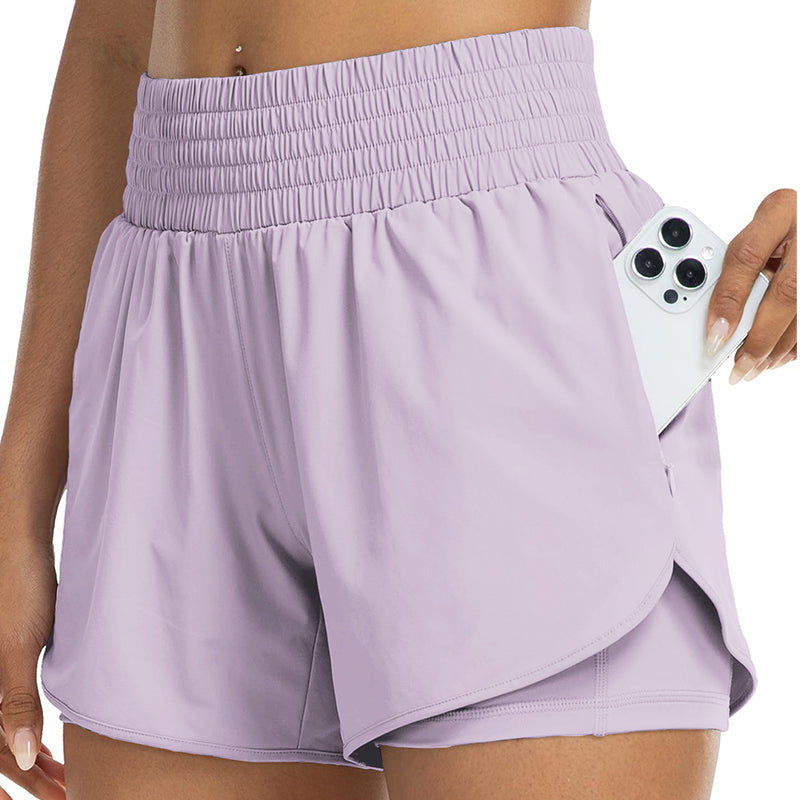 📢 LIMITED TIME 50% OFF! ⏰ Women Athletic Yoga Shorts – Double Layer Gym Shorts with High Waistband & Side Pocket 🏋️‍♀️
