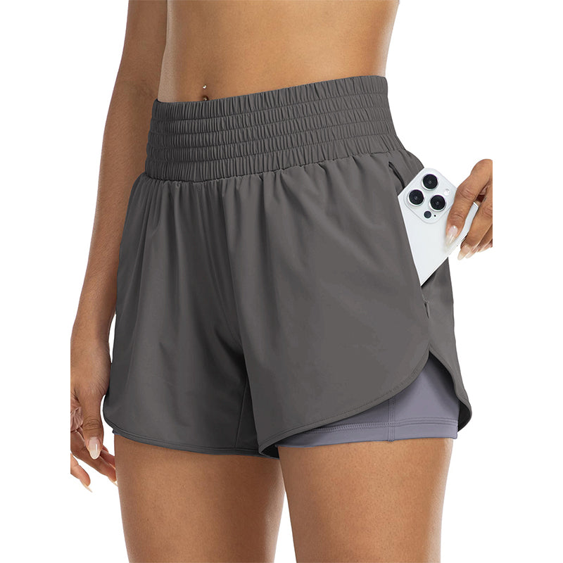 📢 LIMITED TIME 50% OFF! ⏰ Women Athletic Yoga Shorts – Double Layer Gym Shorts with High Waistband & Side Pocket 🏋️‍♀️