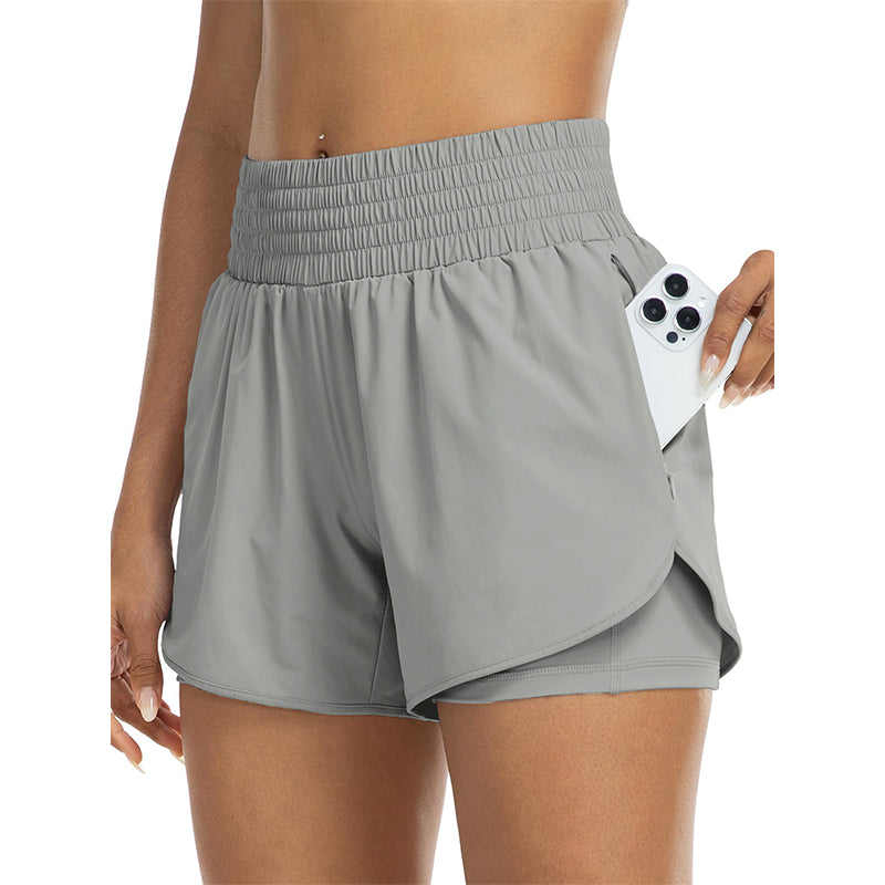 📢 LIMITED TIME 50% OFF! ⏰ Women Athletic Yoga Shorts – Double Layer Gym Shorts with High Waistband & Side Pocket 🏋️‍♀️