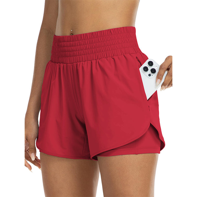 📢 LIMITED TIME 50% OFF! ⏰ Women Athletic Yoga Shorts – Double Layer Gym Shorts with High Waistband & Side Pocket 🏋️‍♀️