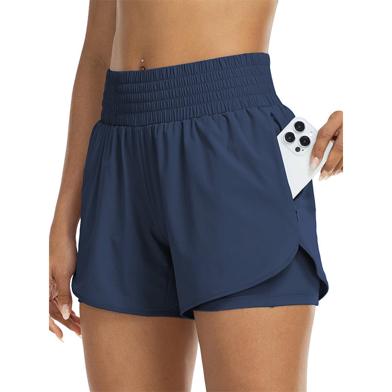 📢 LIMITED TIME 50% OFF! ⏰ Women Athletic Yoga Shorts – Double Layer Gym Shorts with High Waistband & Side Pocket 🏋️‍♀️