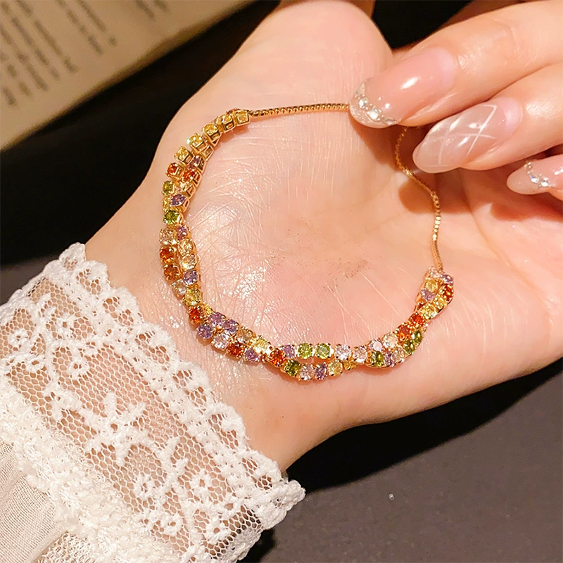 ⏳Limited-time 50% off⏰Retro Crossover Twisted Multicolor Zircon Adjustable Bracelet for Women🎨💎