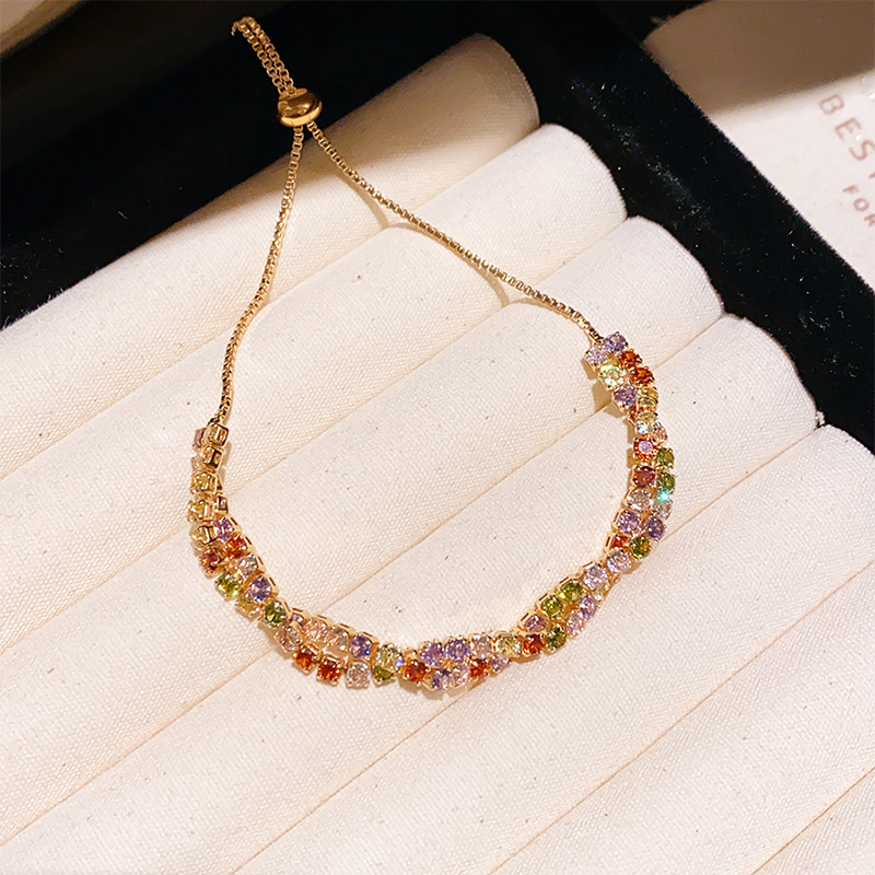 ⏳Limited-time 50% off⏰Retro Crossover Twisted Multicolor Zircon Adjustable Bracelet for Women🎨💎