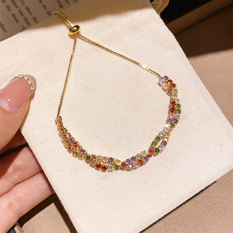 ⏳Limited-time 50% off⏰Retro Crossover Twisted Multicolor Zircon Adjustable Bracelet for Women🎨💎