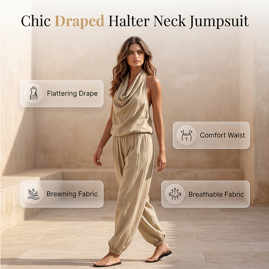 Mono de Pierna Ancha con Cuello Halter para Mujer
