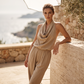 Mono de Pierna Ancha con Cuello Halter para Mujer