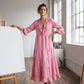 Vestido Maxi Escalonado con Cuello en V y Volantes para Mujer
