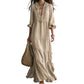 Vestido Maxi Escalonado con Cuello en V y Volantes para Mujer