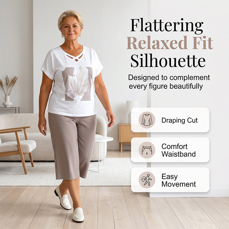 🎉 ¡TIEMPO LIMITADO 50% DE DESCUENTO! 🌸 Camiseta casual de dos piezas de dos piezas con escote en pico y pantalones cortos – Ajuste relajado y tela ✨ premium respetuosa con la piel