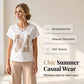 🎉 ¡TIEMPO LIMITADO 50% DE DESCUENTO! 🌸 Camiseta casual de dos piezas de dos piezas con escote en pico y pantalones cortos – Ajuste relajado y tela ✨ premium respetuosa con la piel