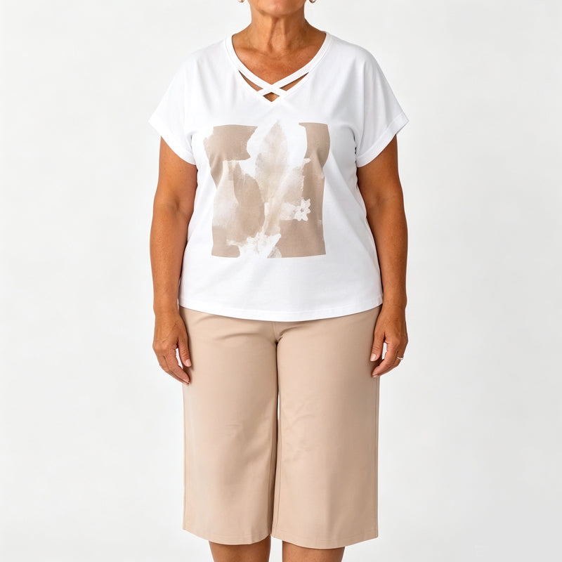 🎉 ¡TIEMPO LIMITADO 50% DE DESCUENTO! 🌸 Camiseta casual de dos piezas de dos piezas con escote en pico y pantalones cortos – Ajuste relajado y tela ✨ premium respetuosa con la piel
