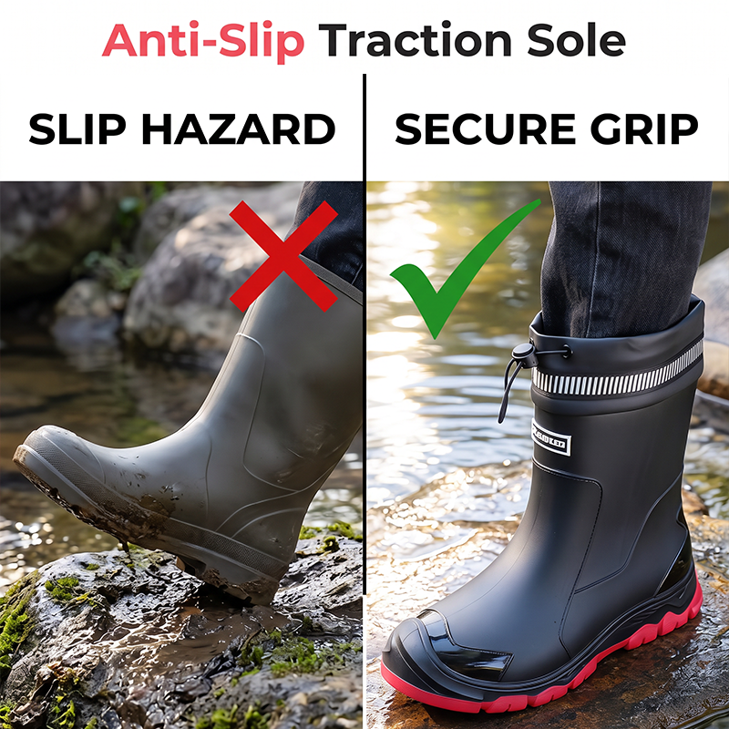 Unisex Mid-Calf Waterproof Rain Boots 🌧️ Splash Through Puddles, Stay Perfectly Dry – Your Wet-Weather Warriors ✨