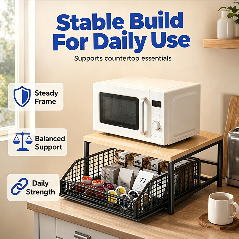 🍳📦 Estante Microondas 2 Niveles – Cajón Deslizante, Acero Resistente y Organizador Perfecto para Cocinas Pequeñas 🏠✨