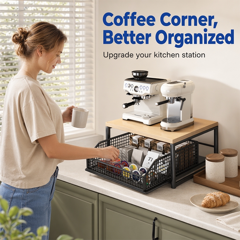 🍳📦 Estante Microondas 2 Niveles – Cajón Deslizante, Acero Resistente y Organizador Perfecto para Cocinas Pequeñas 🏠✨