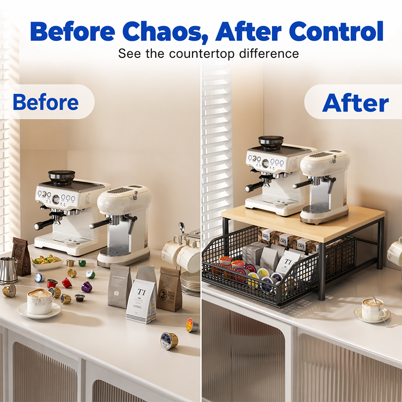 🍳📦 Estante Microondas 2 Niveles – Cajón Deslizante, Acero Resistente y Organizador Perfecto para Cocinas Pequeñas 🏠✨