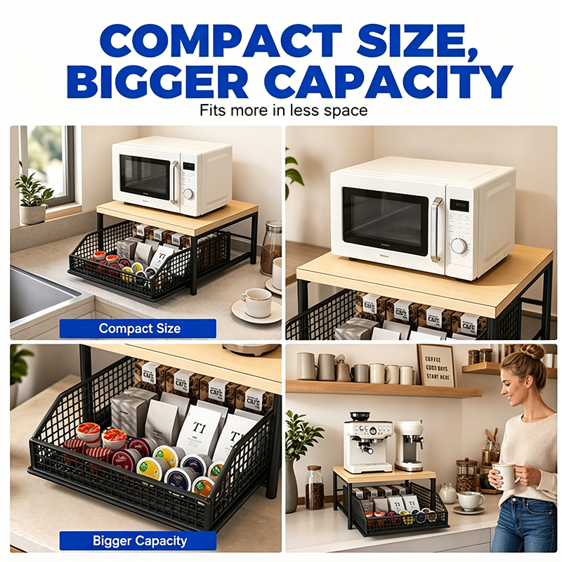 🍳📦 Estante Microondas 2 Niveles – Cajón Deslizante, Acero Resistente y Organizador Perfecto para Cocinas Pequeñas 🏠✨