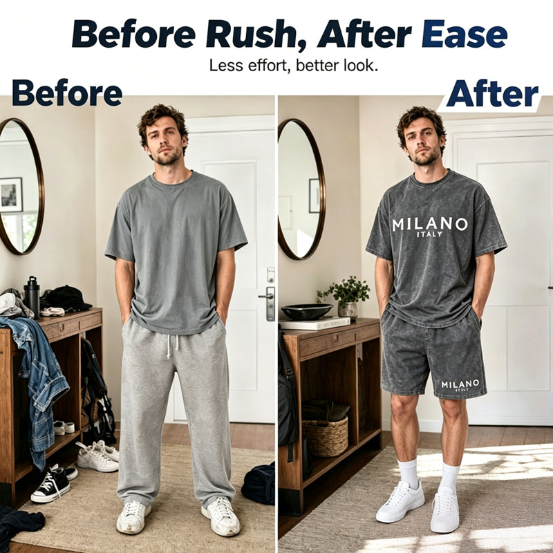 👕🩳 Conjunto Casual de Camiseta y Shorts para Hombre – ¡50% DESCUENTO! Corte relajado, transpirable, perfecto para el verano. 🔥☀️
