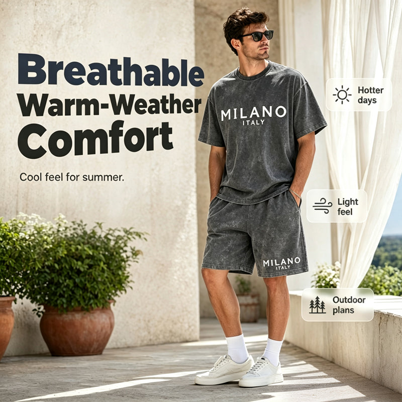 👕🩳 Conjunto Casual de Camiseta y Shorts para Hombre – ¡50% DESCUENTO! Corte relajado, transpirable, perfecto para el verano. 🔥☀️
