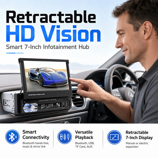 Reproductor MP5 para Auto con Pantalla Retráctil Bluetooth de 7 Pulgadas