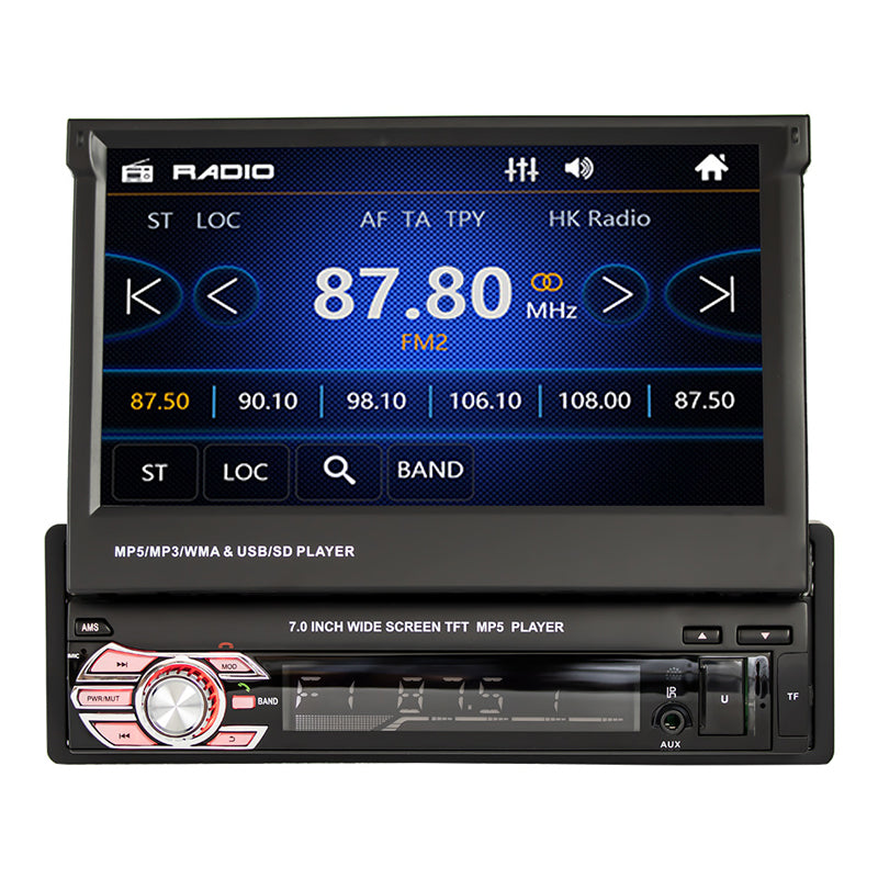 Reproductor MP5 para Auto con Pantalla Retráctil Bluetooth de 7 Pulgadas