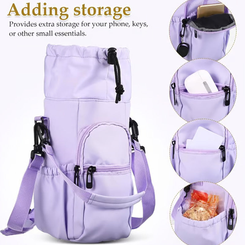 Bolsa Porta Botella de Agua con Bolsillos para Teléfono