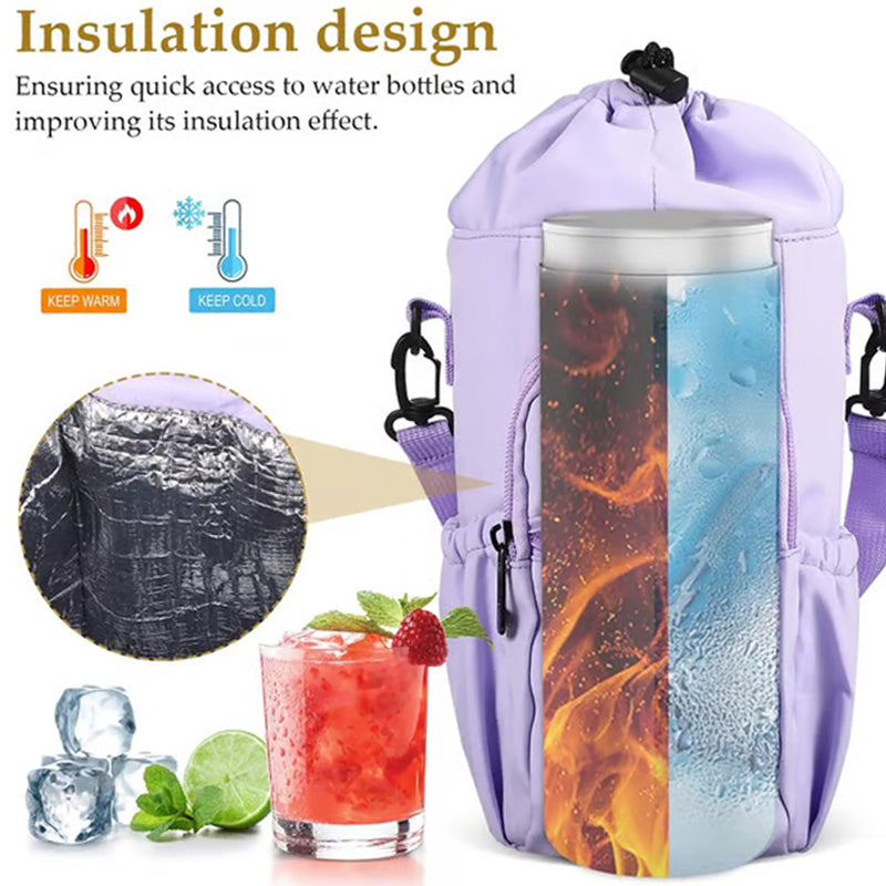 Bolsa Porta Botella de Agua con Bolsillos para Teléfono