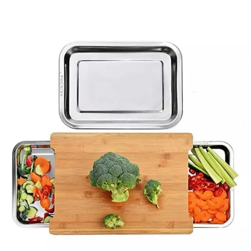 🔪 ¡50% DESCUENTO! 🥗 Tabla de Cortar de Madera con Bandejas Extraíbles – Bandejas Integradas, Resistente y Compacta – Perfecta para Cortar con Precisión y Servir Fácilmente 🪵