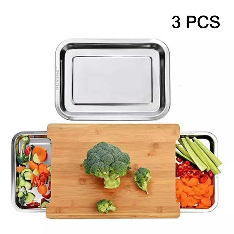 🔪 ¡50% DESCUENTO! 🥗 Tabla de Cortar de Madera con Bandejas Extraíbles – Bandejas Integradas, Resistente y Compacta – Perfecta para Cortar con Precisión y Servir Fácilmente 🪵