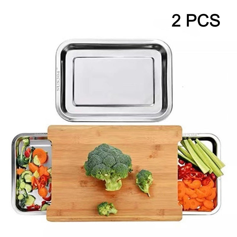 🔪 ¡50% DESCUENTO! 🥗 Tabla de Cortar de Madera con Bandejas Extraíbles – Bandejas Integradas, Resistente y Compacta – Perfecta para Cortar con Precisión y Servir Fácilmente 🪵