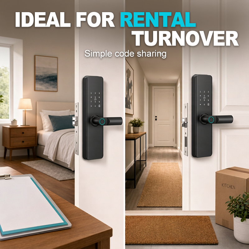 ⏳🔥¡TIEMPO LIMITADO 50% DE DESCUENTO! ⏰Cerradura inteligente de puertas de huella dactilar para puertas interiores de madera sin necesidad de taladrar