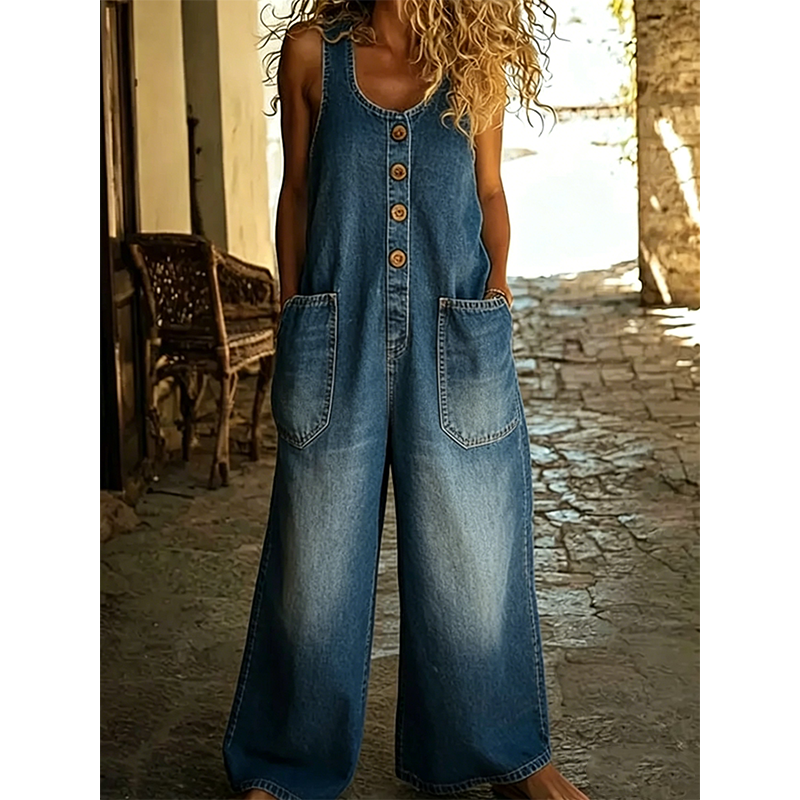 🎉 ¡50% DE DESCUENTO POR TIEMPO LIMITADO! 🩳 Mono Sin Mangas de Pierna Ancha – Frescura Veraniega Sin Esfuerzo ☀️