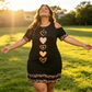 Vestido Camiseta de Hombros Descubiertos con Ribete de Leopardo para Mujer