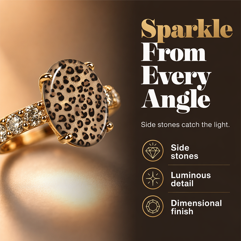 🎉 Rebajas 2026 — ¡Más de 44 000 vendidos! 💍 Anillo Ovalado Vintage con Estampado de Leopardo – Estilo Llamativo y Piedras Brillantes 🐆